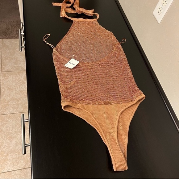 Intimately Free People Gold Shine Be Fine Bodysuit Women’s Size M, metallic, NWT - Picture 4 of 12